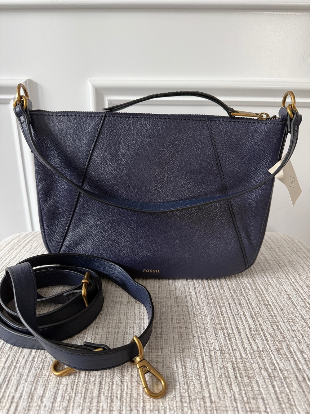 Fossil Skylar Crossbody Shoulder Bag Leather SHB3057545 Insignia Blue NWT NEW
